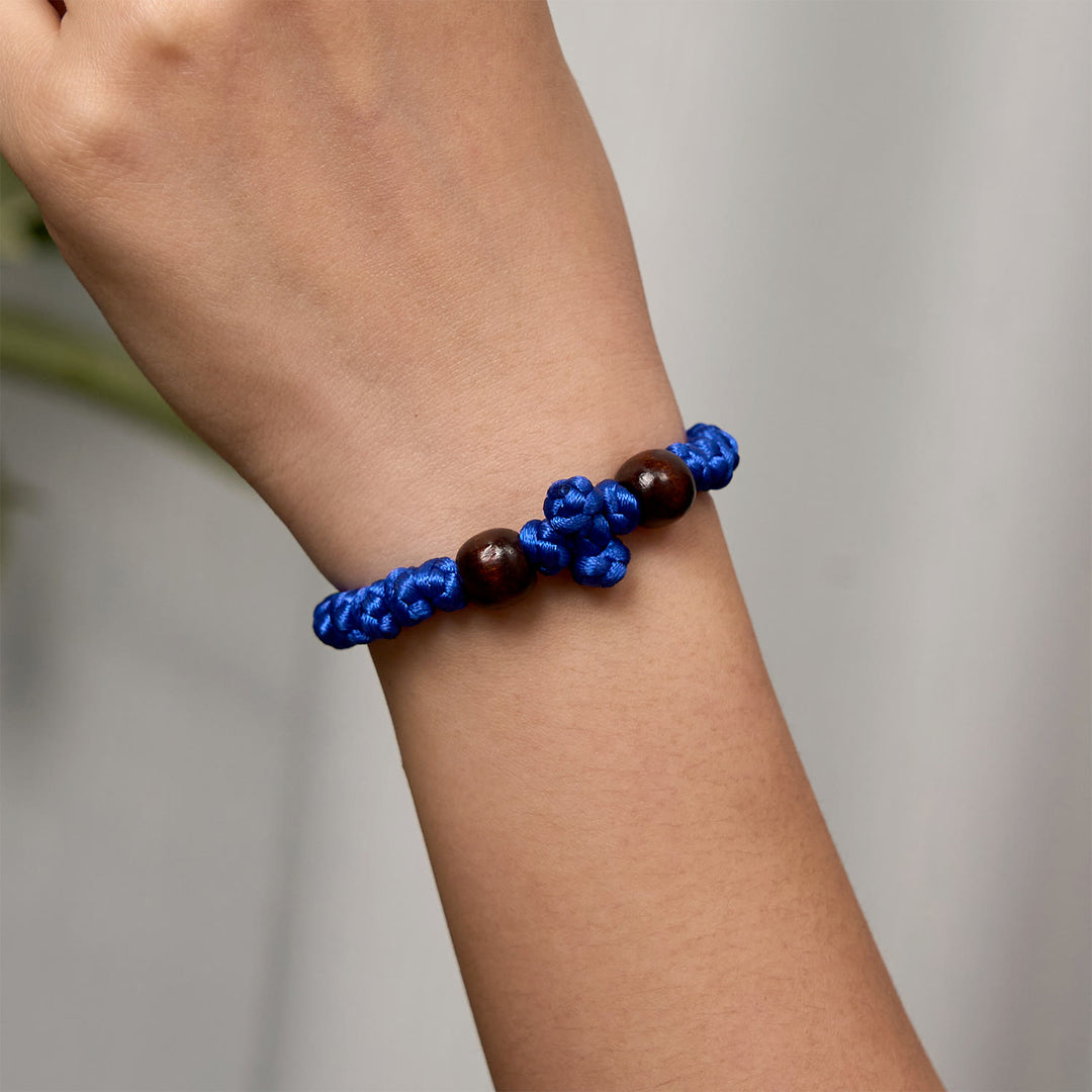 Christianartworkshop Blue & Black Cross - Knot String Bracelet: A Token of Faith