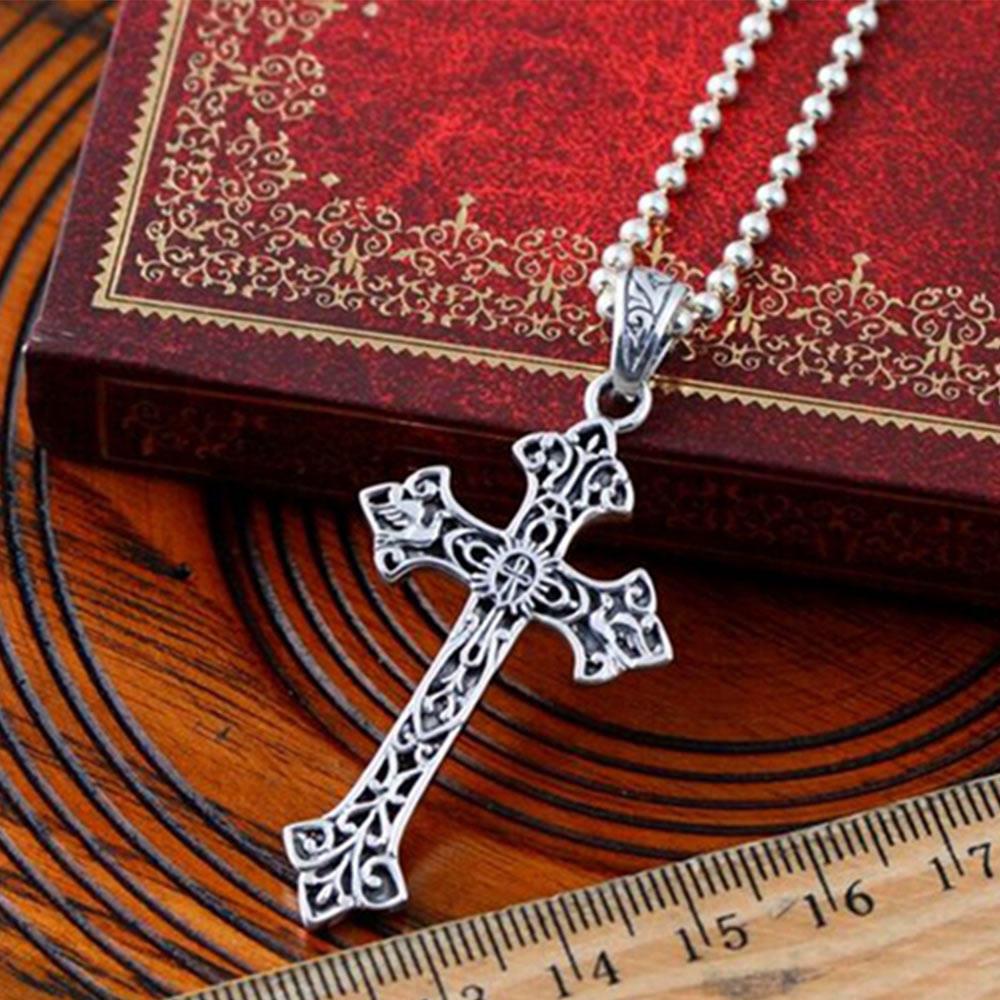 Christianartworkshop 925 Sterling Silver Vintage & Minimalist Style Cross Necklace: Distinctive Symbol of Faith - image 2