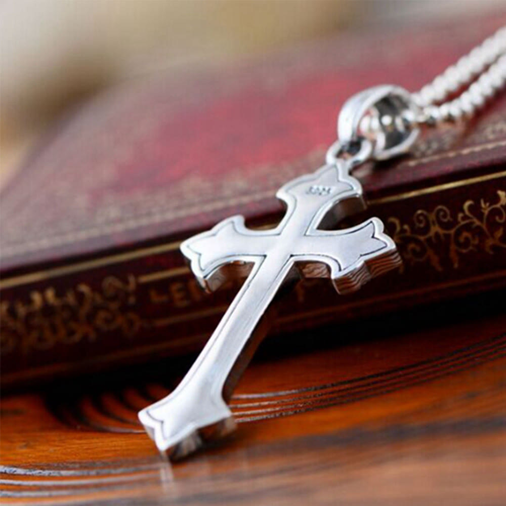 Christianartworkshop 925 Sterling Silver Vintage & Minimalist Style Cross Necklace: Distinctive Symbol of Faith - image 3