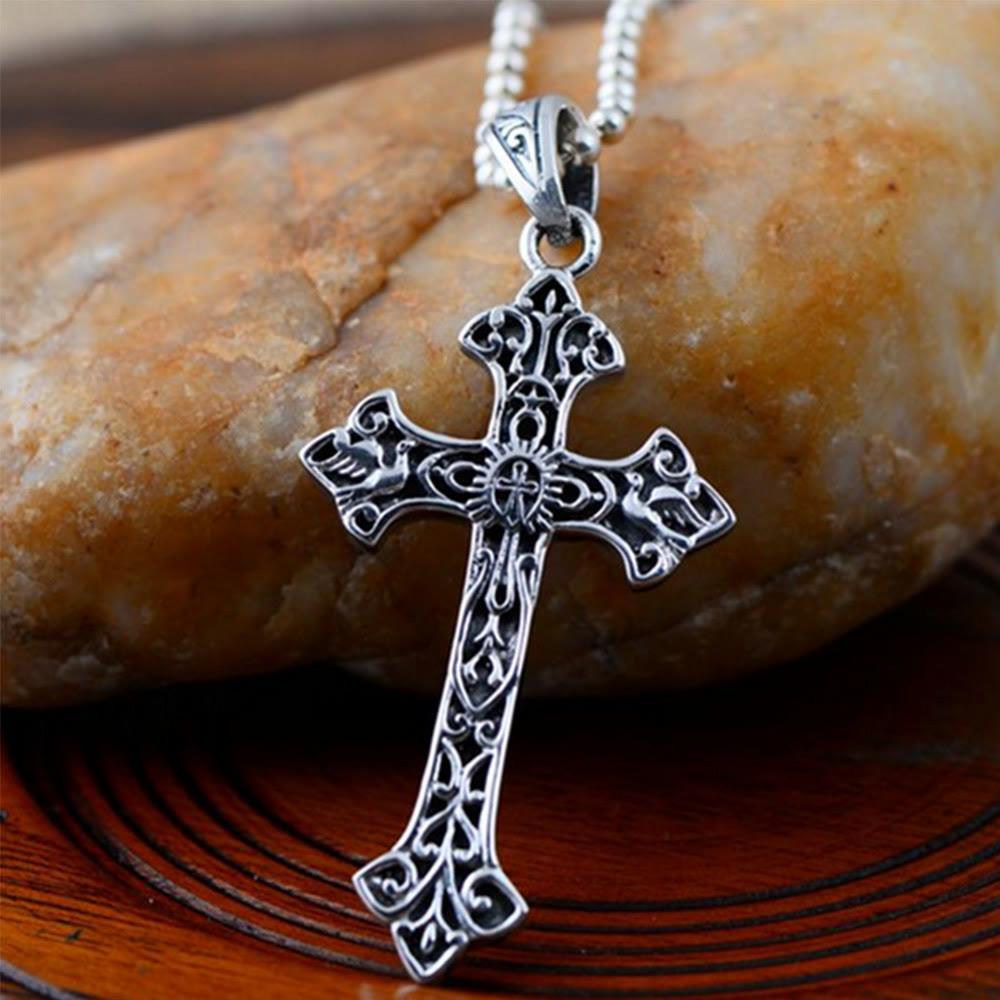 Christianartworkshop 925 Sterling Silver Vintage & Minimalist Style Cross Necklace: Distinctive Symbol of Faith - 925 Sterling Silver - image 1