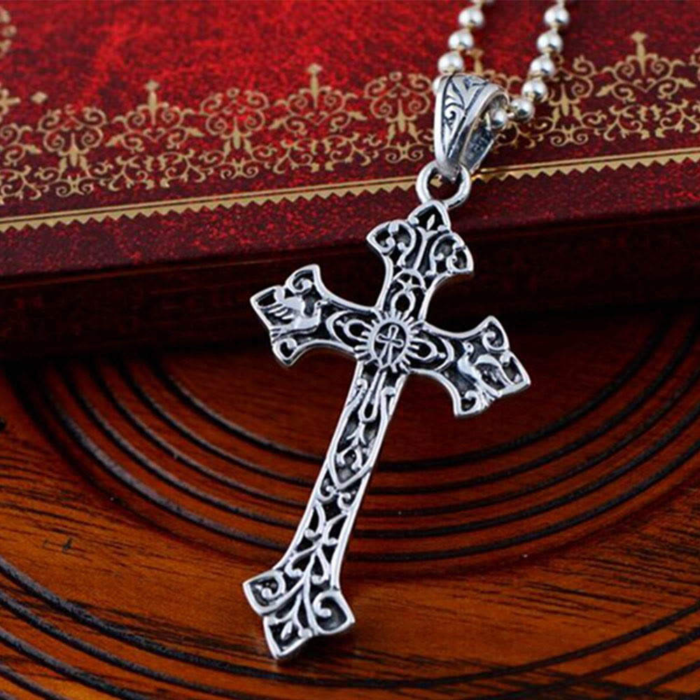 Christianartworkshop 925 Sterling Silver Vintage & Minimalist Style Cross Necklace: Distinctive Symbol of Faith - image 4