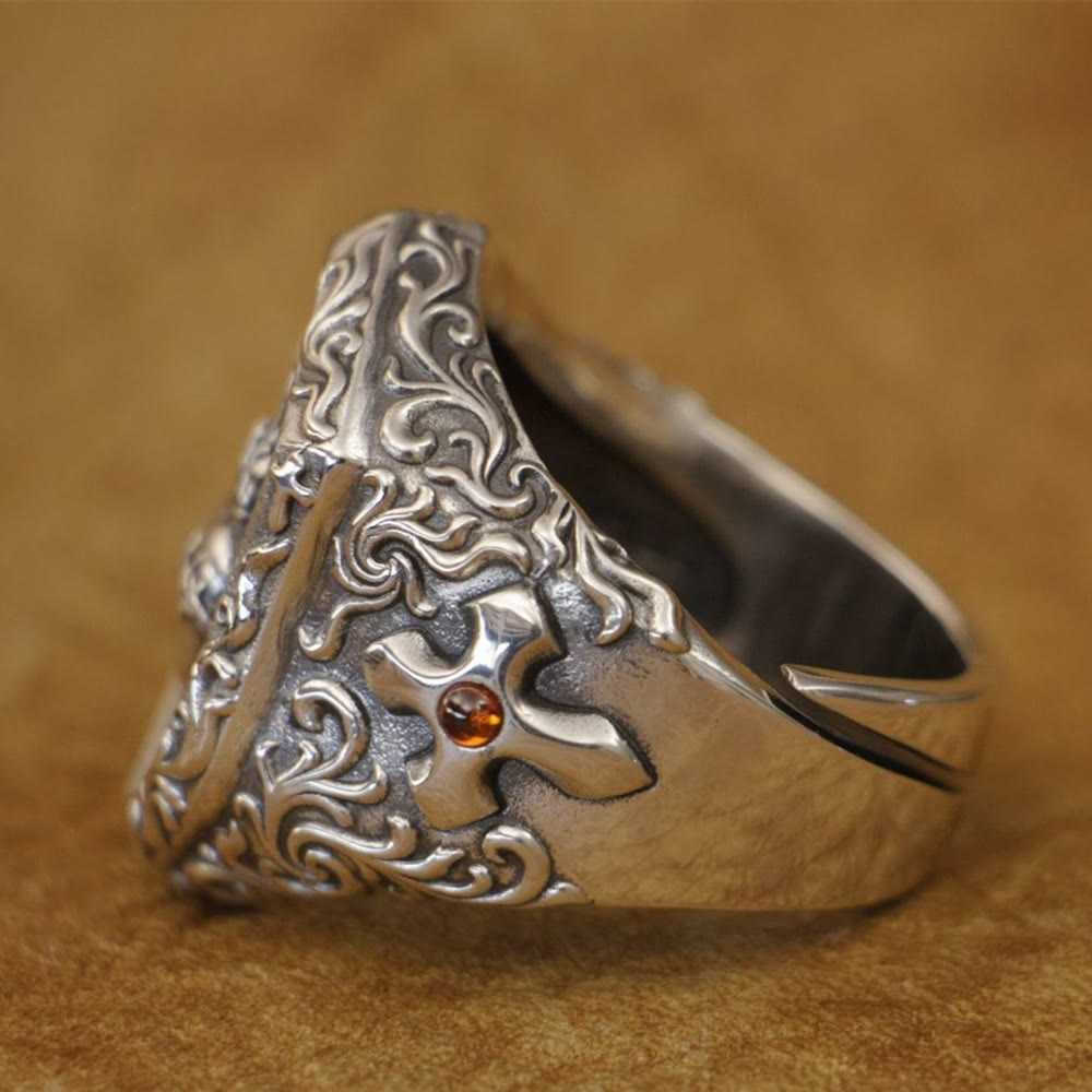 Christianartworkshop Vintage 925 Sterling Silver Thorned Heart Cross Ring: A Treasured Token of Spiritual Love - image 5