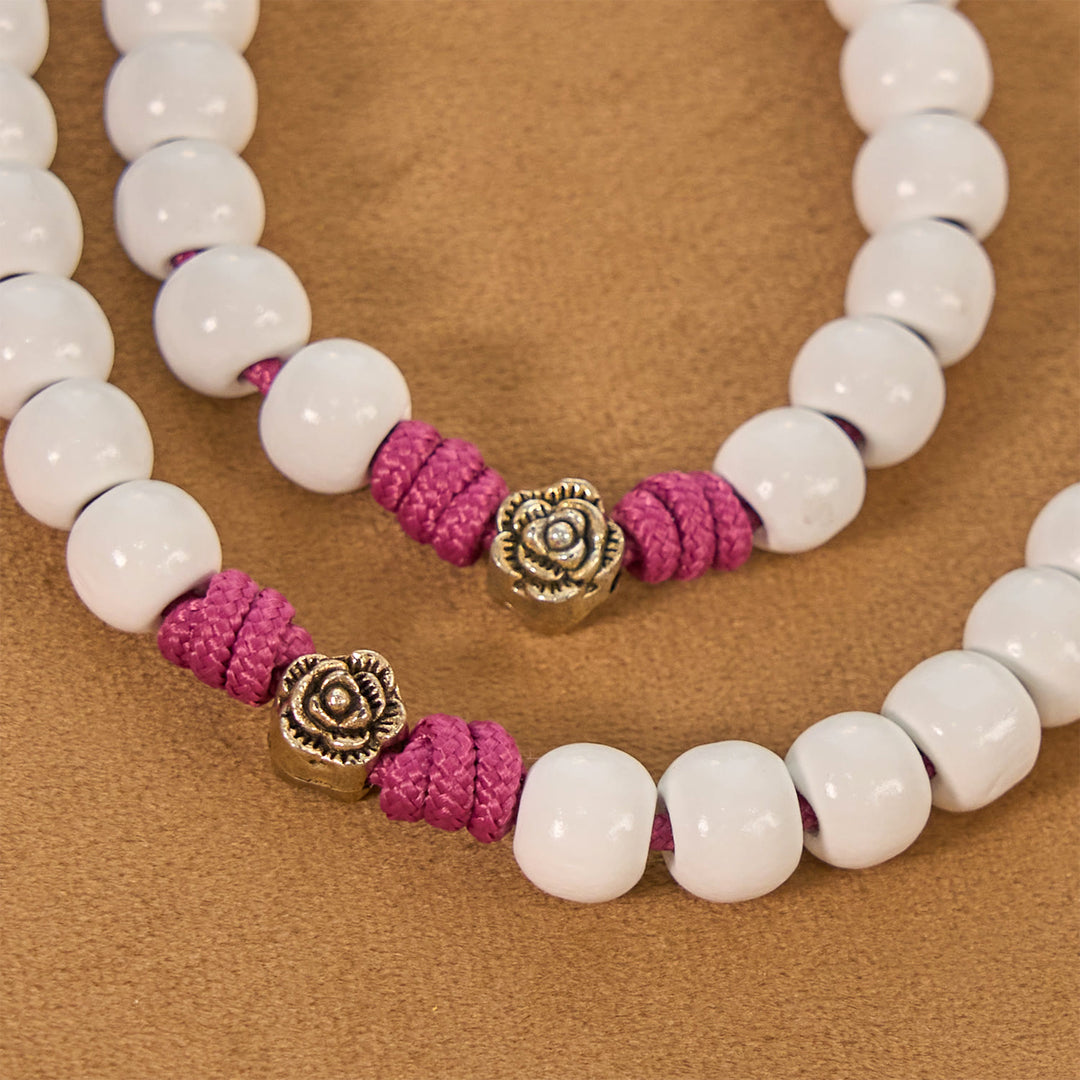 FREE Today: Grace - Infused Rosary: Handmade White Bead Rosary with Mary's Medal and Floral Accents - image 5