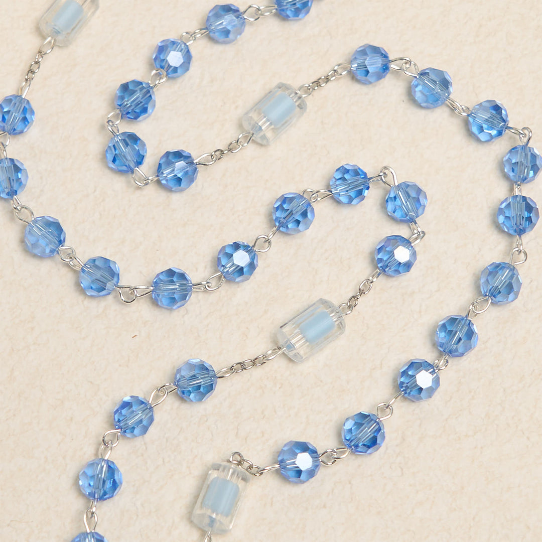 FREE Today: Handmade Crucifix Blue Crystal & Glass Our Lady Beads Divine Grace Rosary - image 5