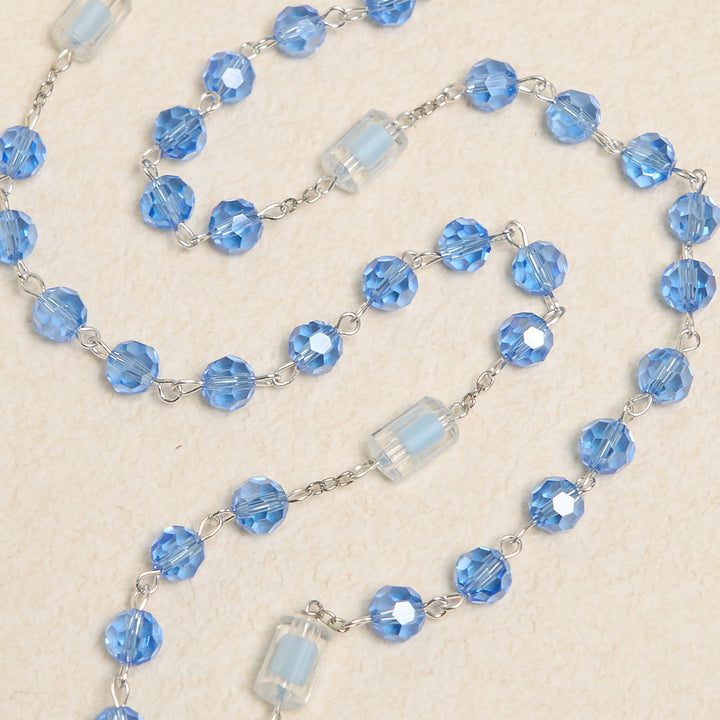 FREE Today: Handmade Crucifix Blue Crystal & Glass Our Lady Beads Divine Grace Rosary - image 5