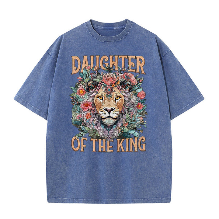 Christianartworkshop Daughter Of The King Christian Unisex Washed T-Shirt - Blue - 5XL - image 2