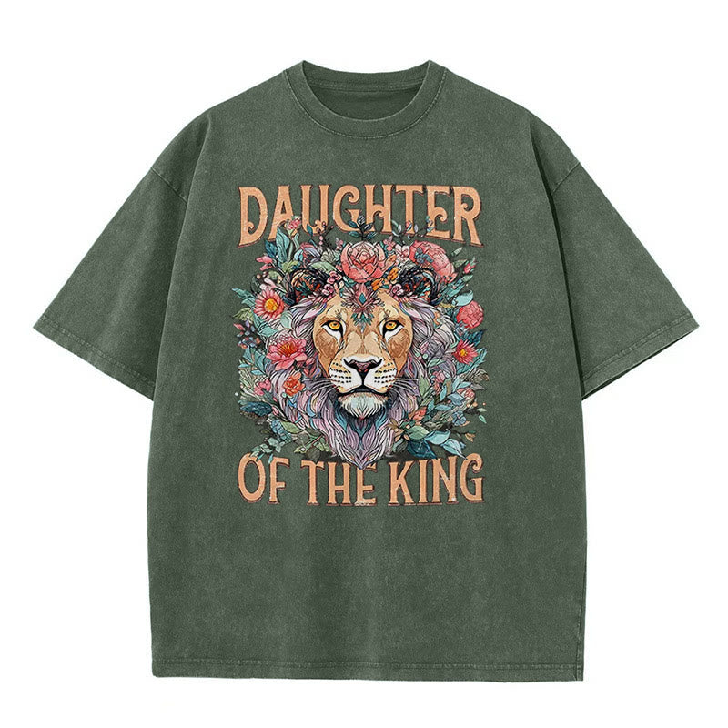 Christianartworkshop Daughter Of The King Christian Unisex Washed T-Shirt - Army Green - 5XL - image 4