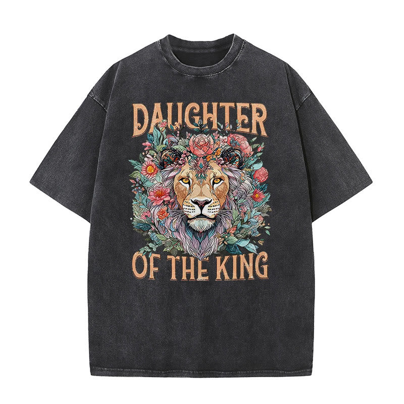 Christianartworkshop Daughter Of The King Christian Unisex Washed T-Shirt - Black - 5XL - image 1