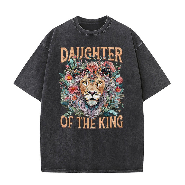 Christianartworkshop Daughter Of The King Christian Unisex Washed T-Shirt - Black - 5XL - image 1