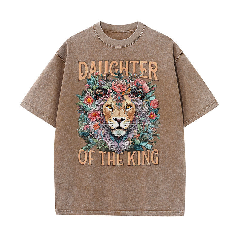 Christianartworkshop Daughter Of The King Christian Unisex Washed T-Shirt - Coffee - 5XL - image 5