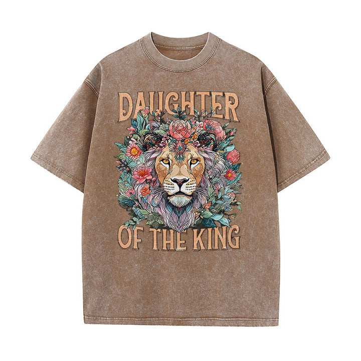 Christianartworkshop Daughter Of The King Christian Unisex Washed T-Shirt - Coffee - 5XL - image 5