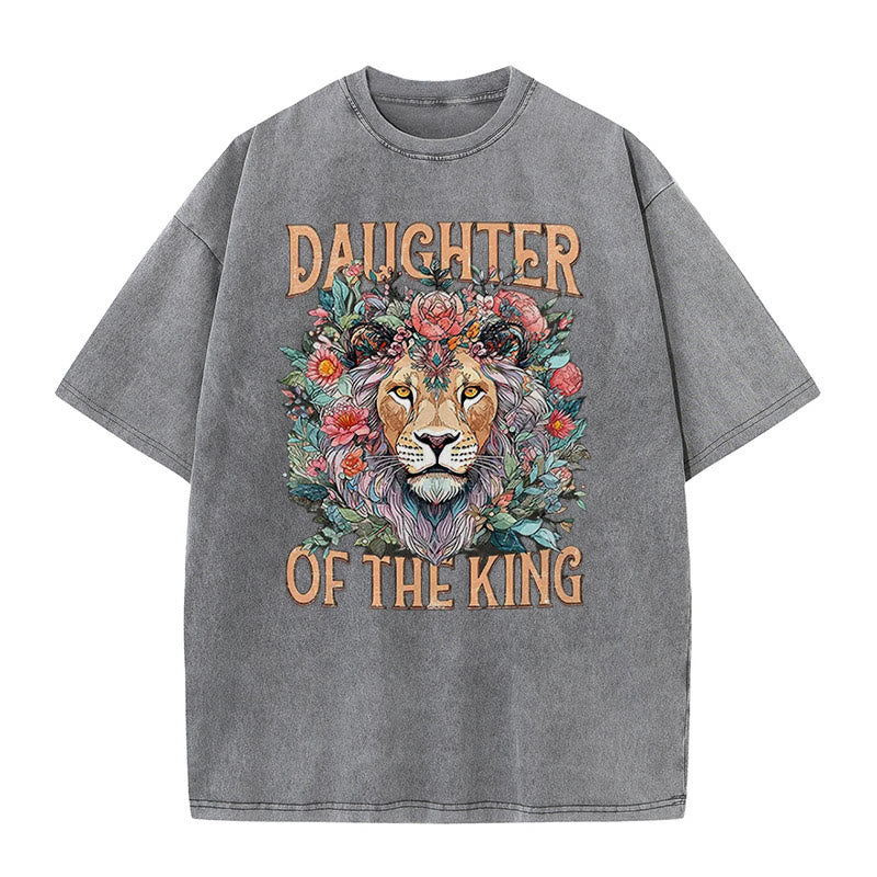 Christianartworkshop Daughter Of The King Christian Unisex Washed T-Shirt - Grey - 5XL - image 3