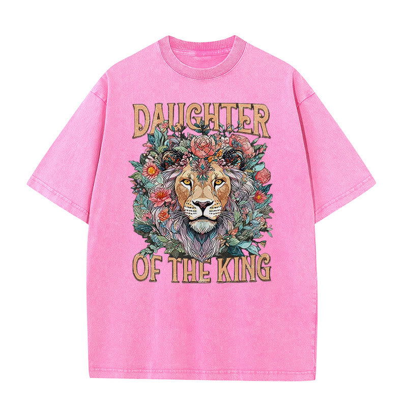 Christianartworkshop Daughter Of The King Christian Unisex Washed T-Shirt - Pink - 5XL - image 6