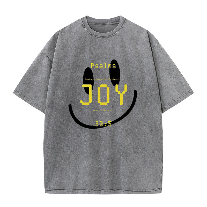 Christianartworkshop Joy Psalm 30:5 Unisex Washed T-Shirt - Grey - 5XL - image 3