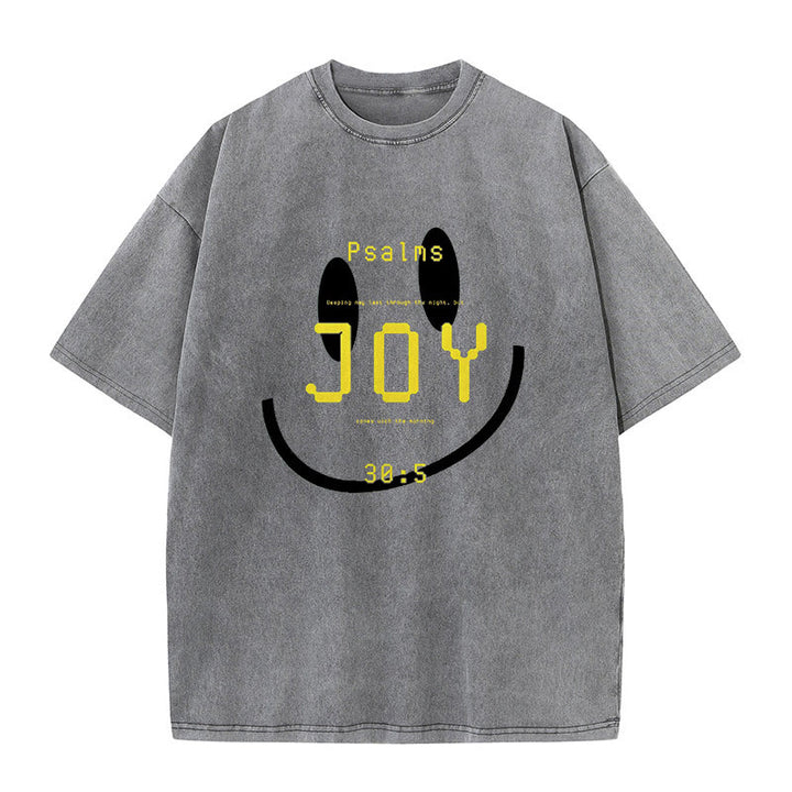 Christianartworkshop Joy Psalm 30:5 Unisex Washed T-Shirt - Grey - 5XL - image 3