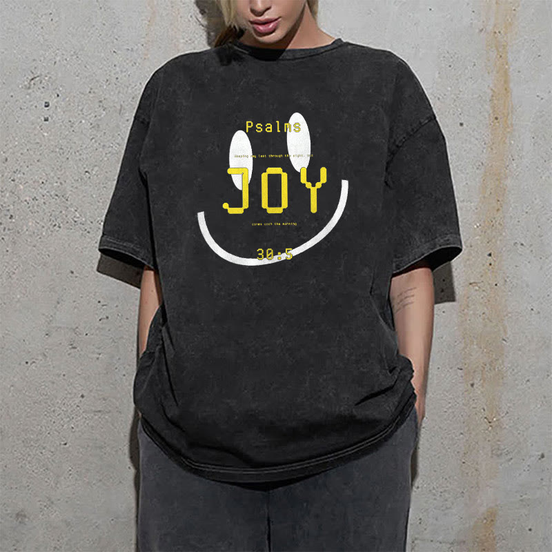 Christianartworkshop Joy Psalm 30:5 Unisex Washed T-Shirt - image 1