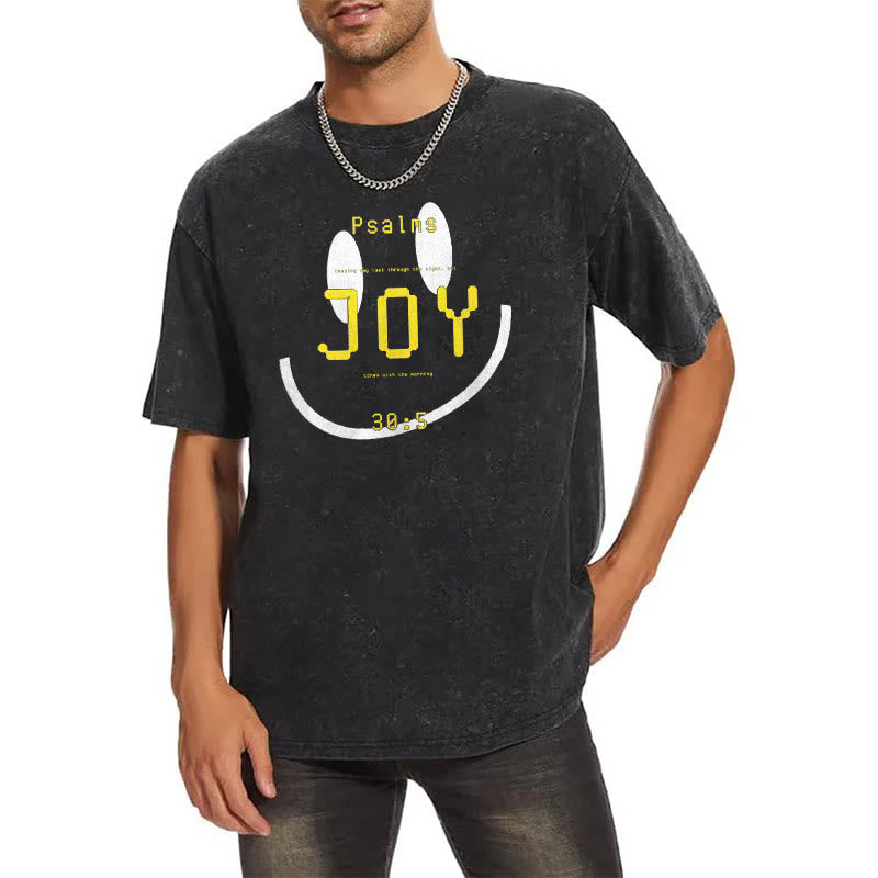 Christianartworkshop Joy Psalm 30:5 Unisex Washed T-Shirt - image 2