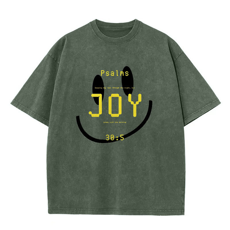 Christianartworkshop Joy Psalm 30:5 Unisex Washed T-Shirt - Army Green - 5XL - image 4