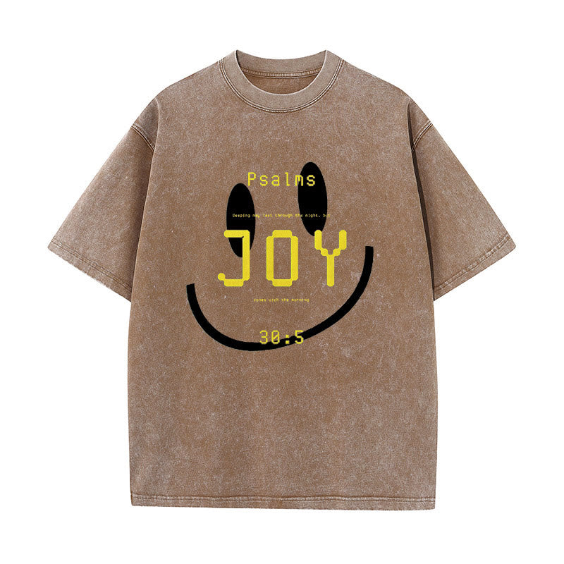 Christianartworkshop Joy Psalm 30:5 Unisex Washed T-Shirt - Coffee - 5XL - image 5