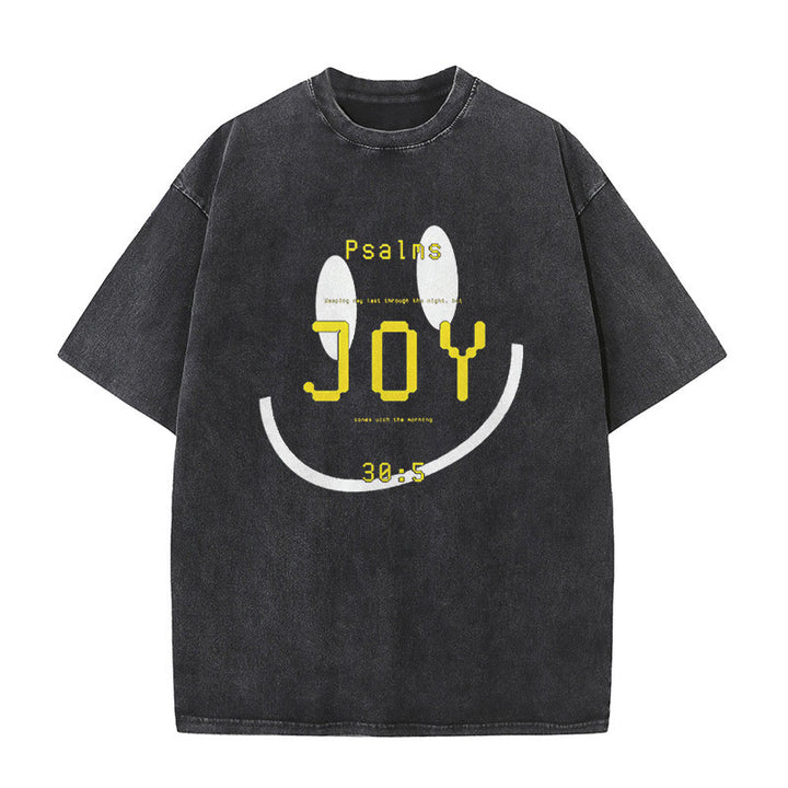 Christianartworkshop Joy Psalm 30:5 Unisex Washed T-Shirt - Black - 5XL - image 1
