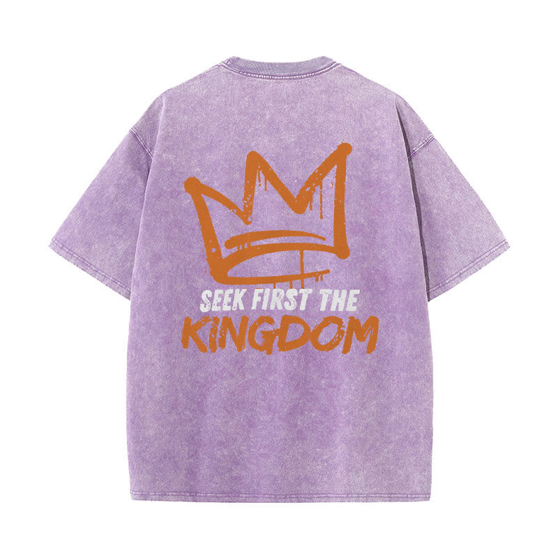 Christianartworkshop Seek First The Kingdom Christian Unisex Washed T-Shirt - Purple - 5XL - image 15