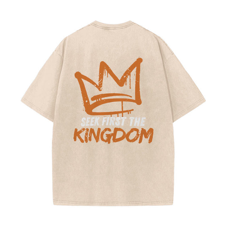 Christianartworkshop Seek First The Kingdom Christian Unisex Washed T-Shirt - Apricot - 5XL - image 13