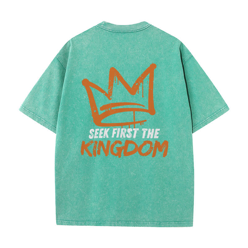 Christianartworkshop Seek First The Kingdom Christian Unisex Washed T-Shirt - Green - 5XL - image 17