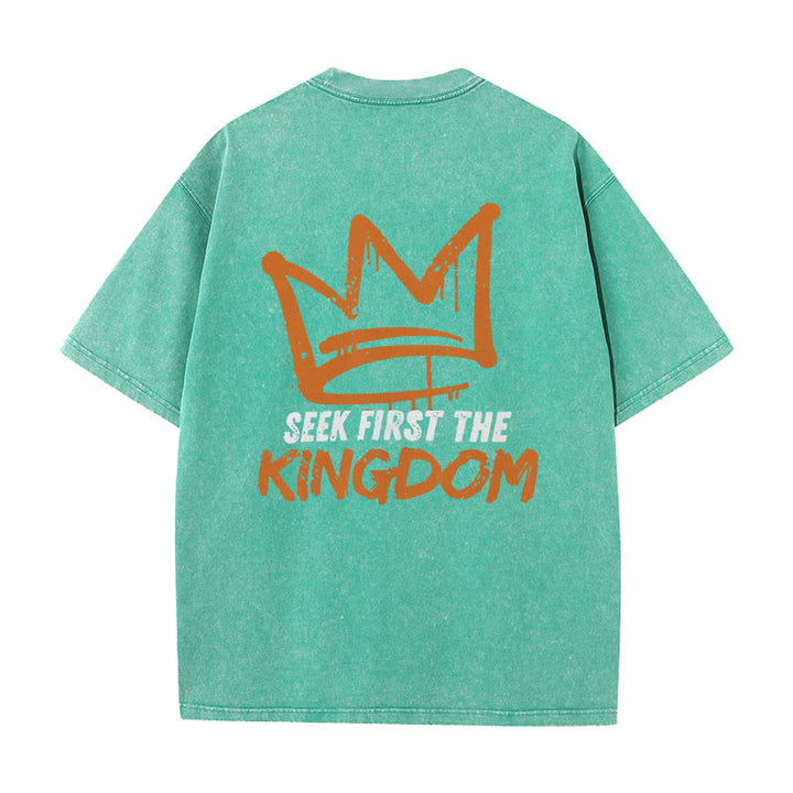 Christianartworkshop Seek First The Kingdom Christian Unisex Washed T-Shirt - Green - 5XL - image 17