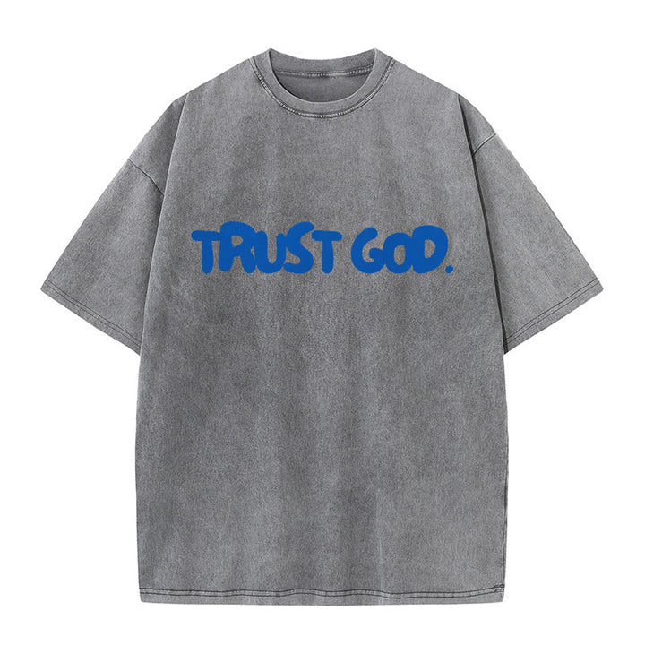 Christianartworkshop Trust In God Unisex Washed T-Shirt - Grey - 5XL - image 6