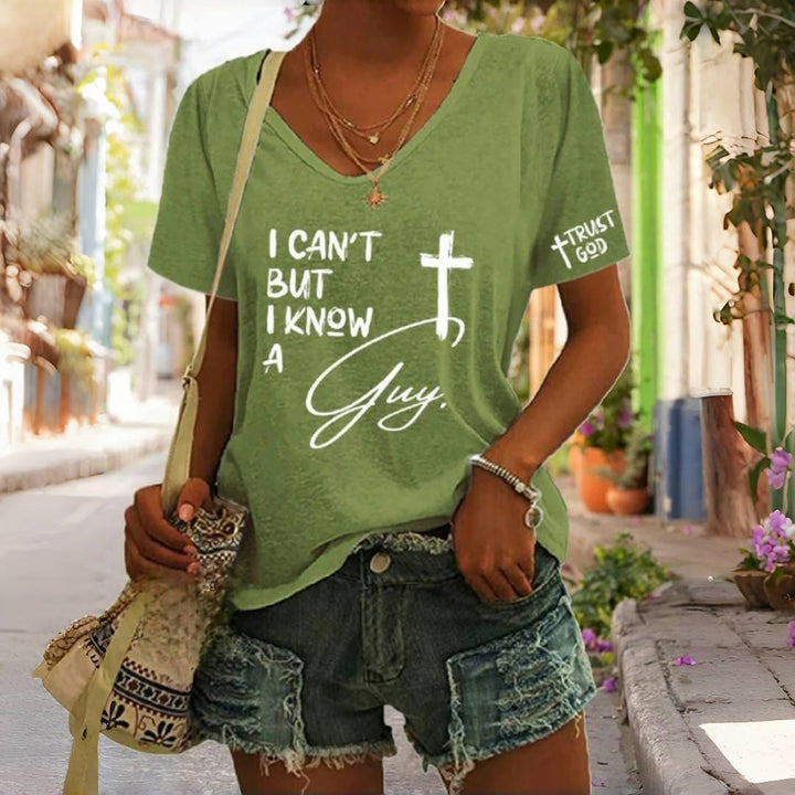 Christianartworkshop  I Can't But I Know A Guy V-neck T-Shirt - Green - 4XL - image 5