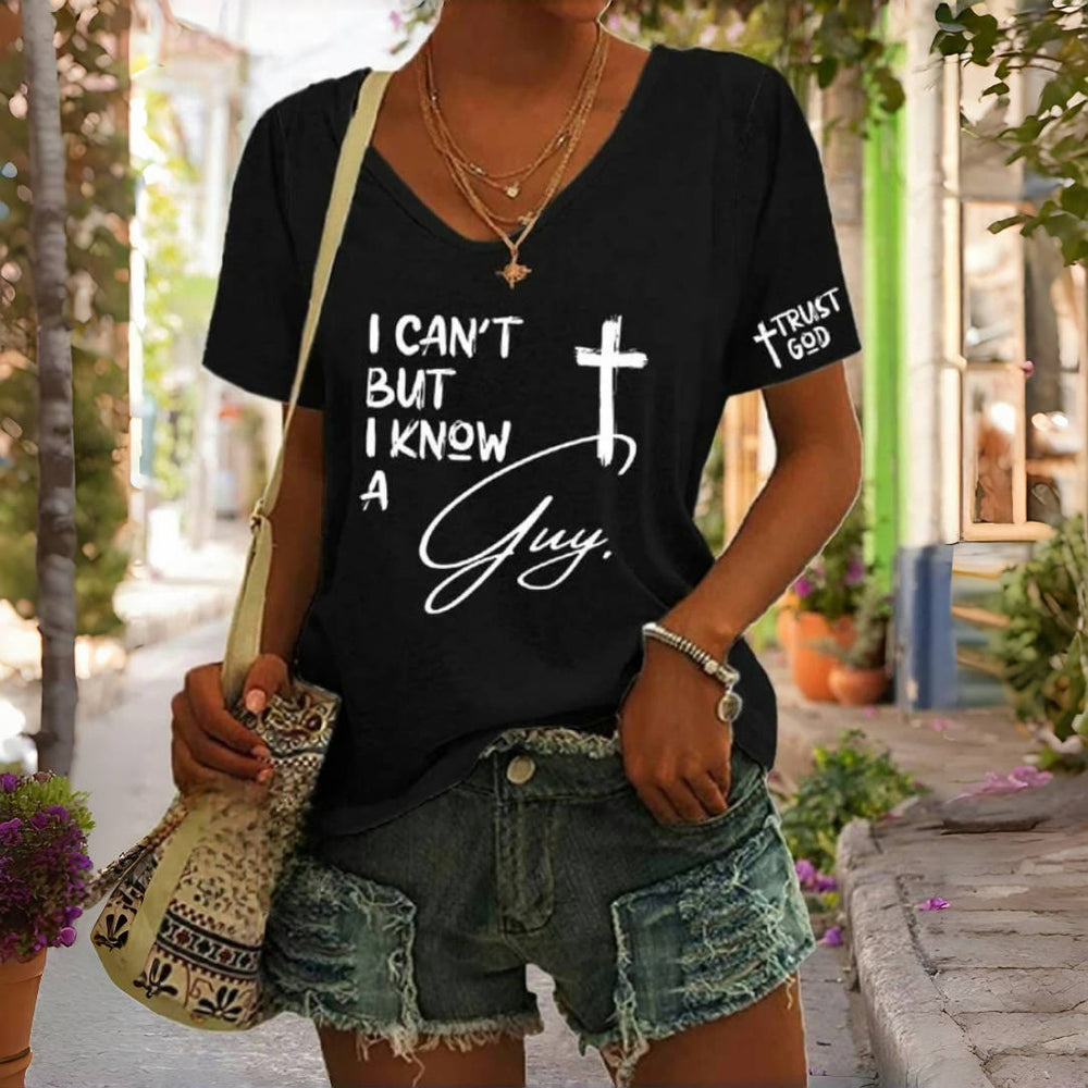 Christianartworkshop  I Can't But I Know A Guy V-neck T-Shirt - Black - 4XL - image 2