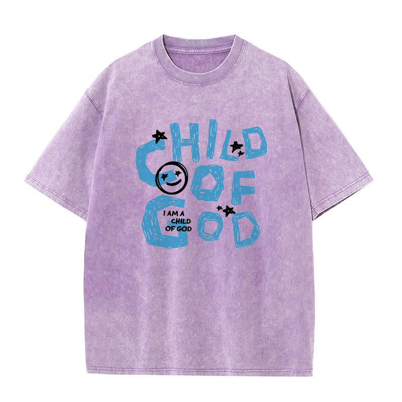 Christianartworkshop Child of God Unisex Washed T-Shirt - Purple - 5XL - image 9