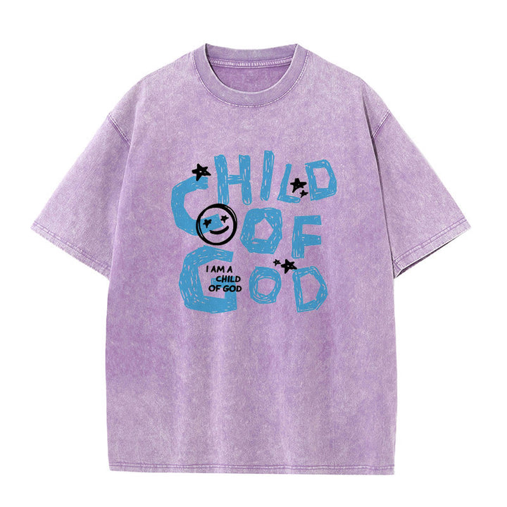 Christianartworkshop Child of God Unisex Washed T-Shirt - Purple - 5XL - image 9