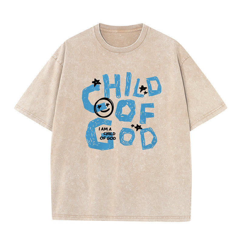 Christianartworkshop Child of God Unisex Washed T-Shirt - Apricot - 5XL - image 3
