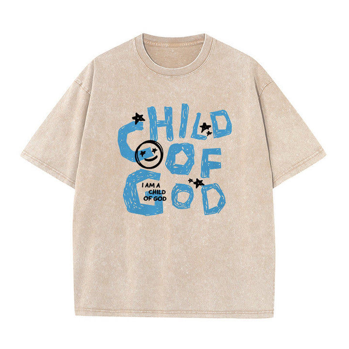 Christianartworkshop Child of God Unisex Washed T-Shirt - Apricot - 5XL - image 3