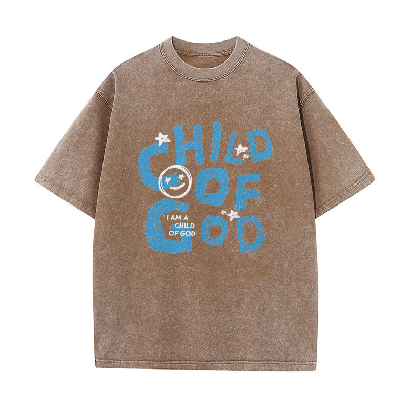 Christianartworkshop Child of God Unisex Washed T-Shirt - Coffee - 5XL - image 10