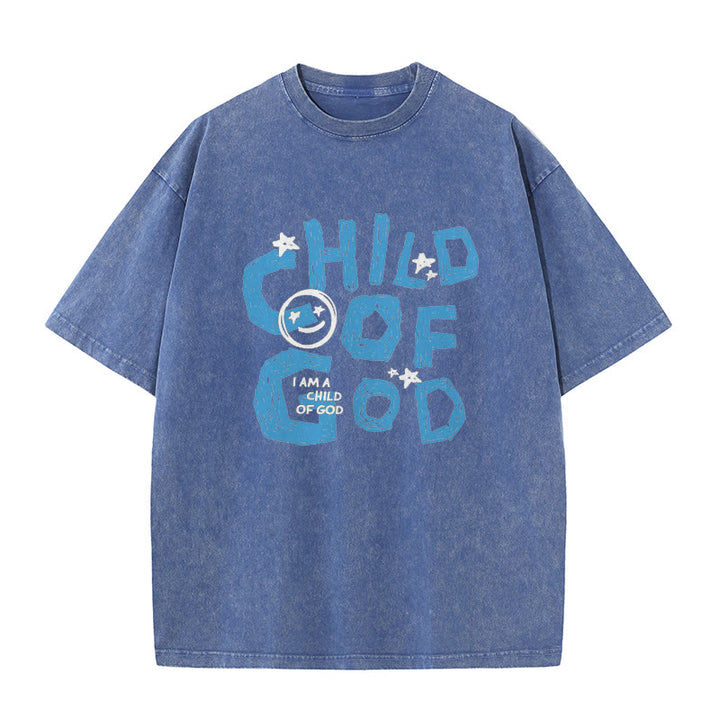 Christianartworkshop Child of God Unisex Washed T-Shirt - Blue - 5XL - image 12