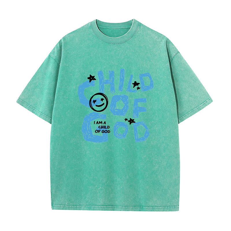 Christianartworkshop Child of God Unisex Washed T-Shirt - Green - 5XL - image 11