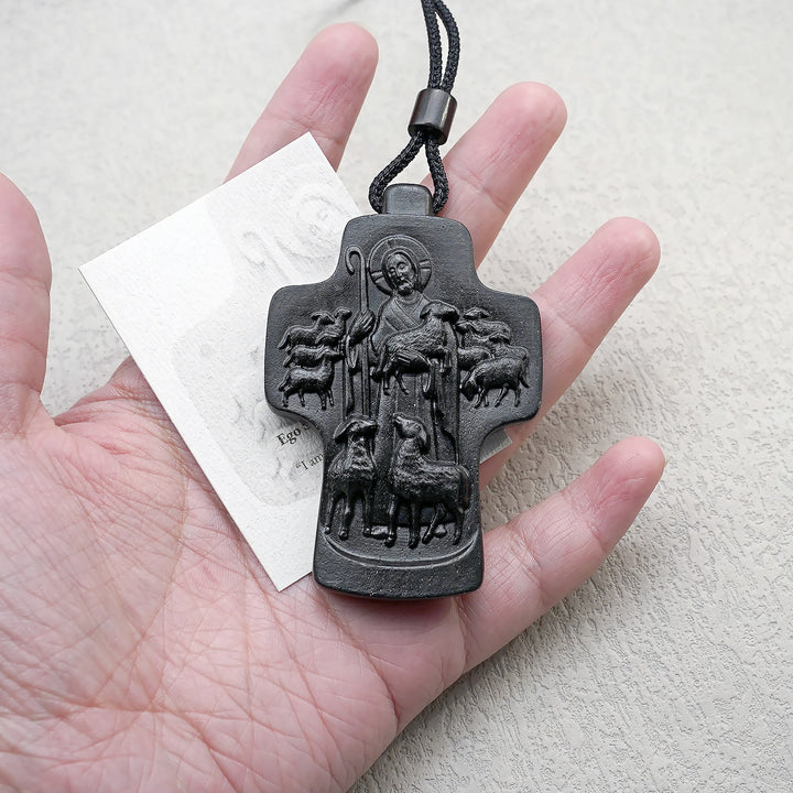 Christianartworkshop Handmade Good Shepherd Jesus With Wood Cross Necklace: A Symbol of Faith and Craftsmanship - image 8