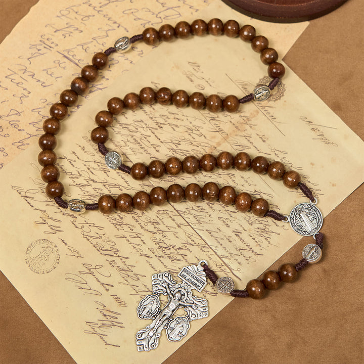 FREE Today: St. Benedict Medal Church Forgiveness Absolution Wooden Necklace Rosary Gift