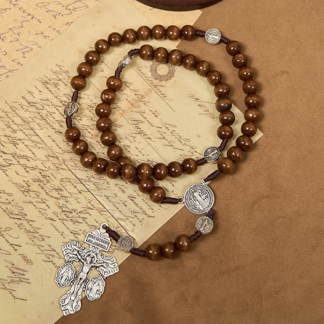 FREE Today: St. Benedict Medal Church Forgiveness Absolution Wooden Necklace Rosary Gift