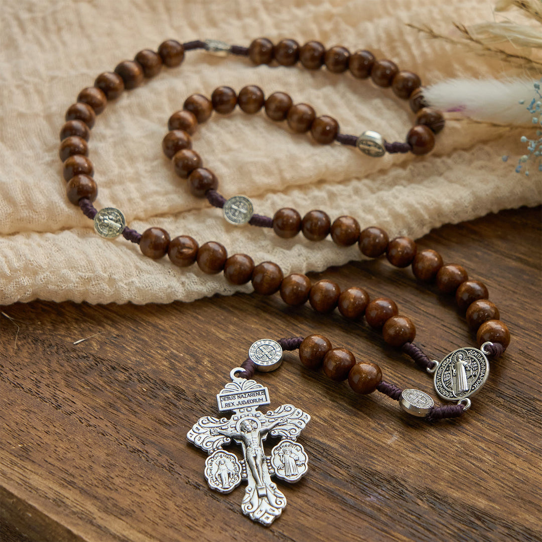 FREE Today: St. Benedict Medal Church Forgiveness Absolution Wooden Necklace Rosary Gift