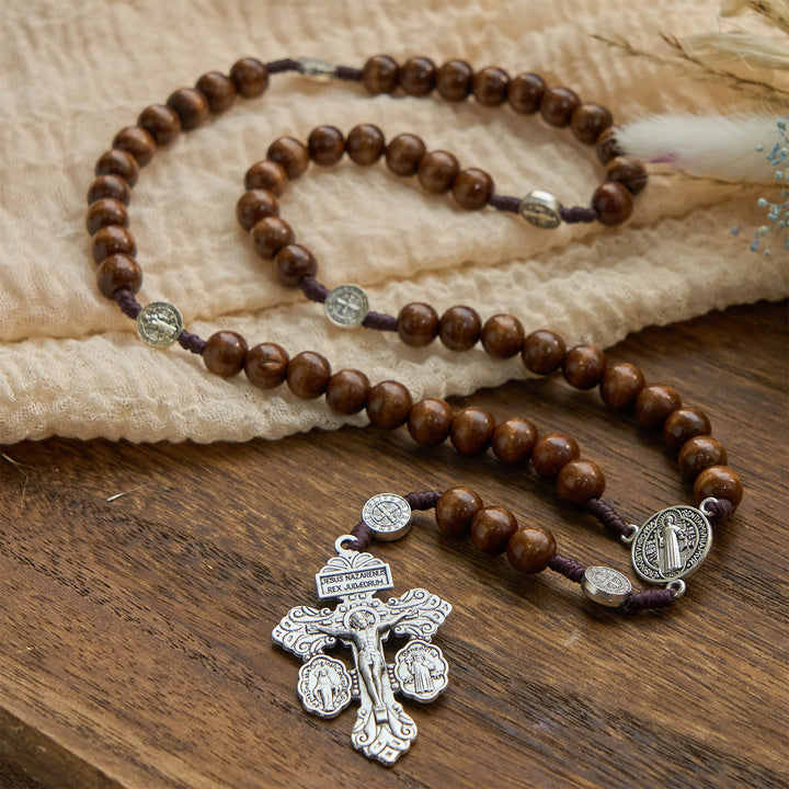 FREE Today: St. Benedict Medal Church Forgiveness Absolution Wooden Necklace Rosary Gift