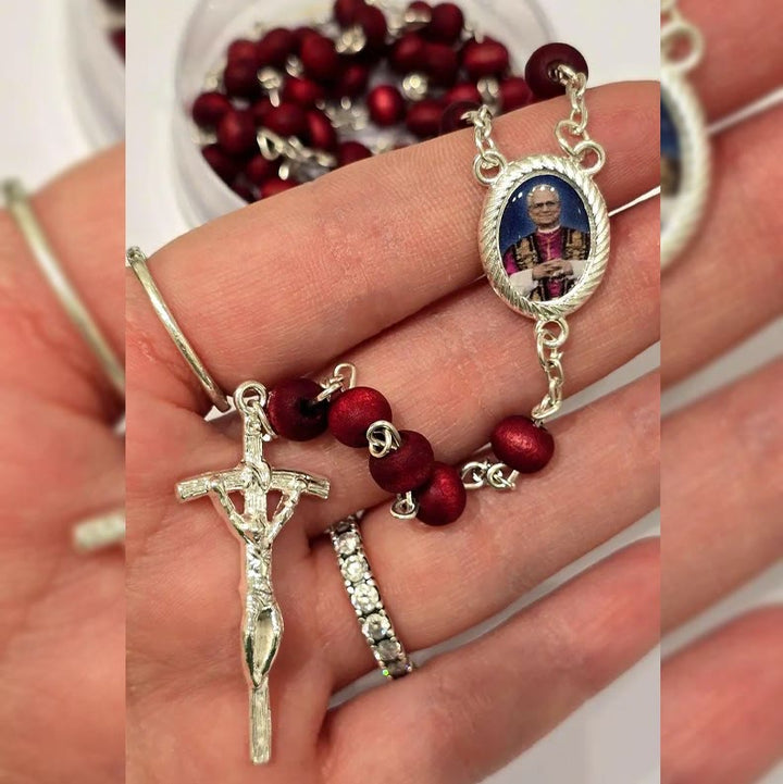 Christianartworkshop Pope Leo XIV Red Wood Beads Rosary Commemorating: A Spiritual Treasure