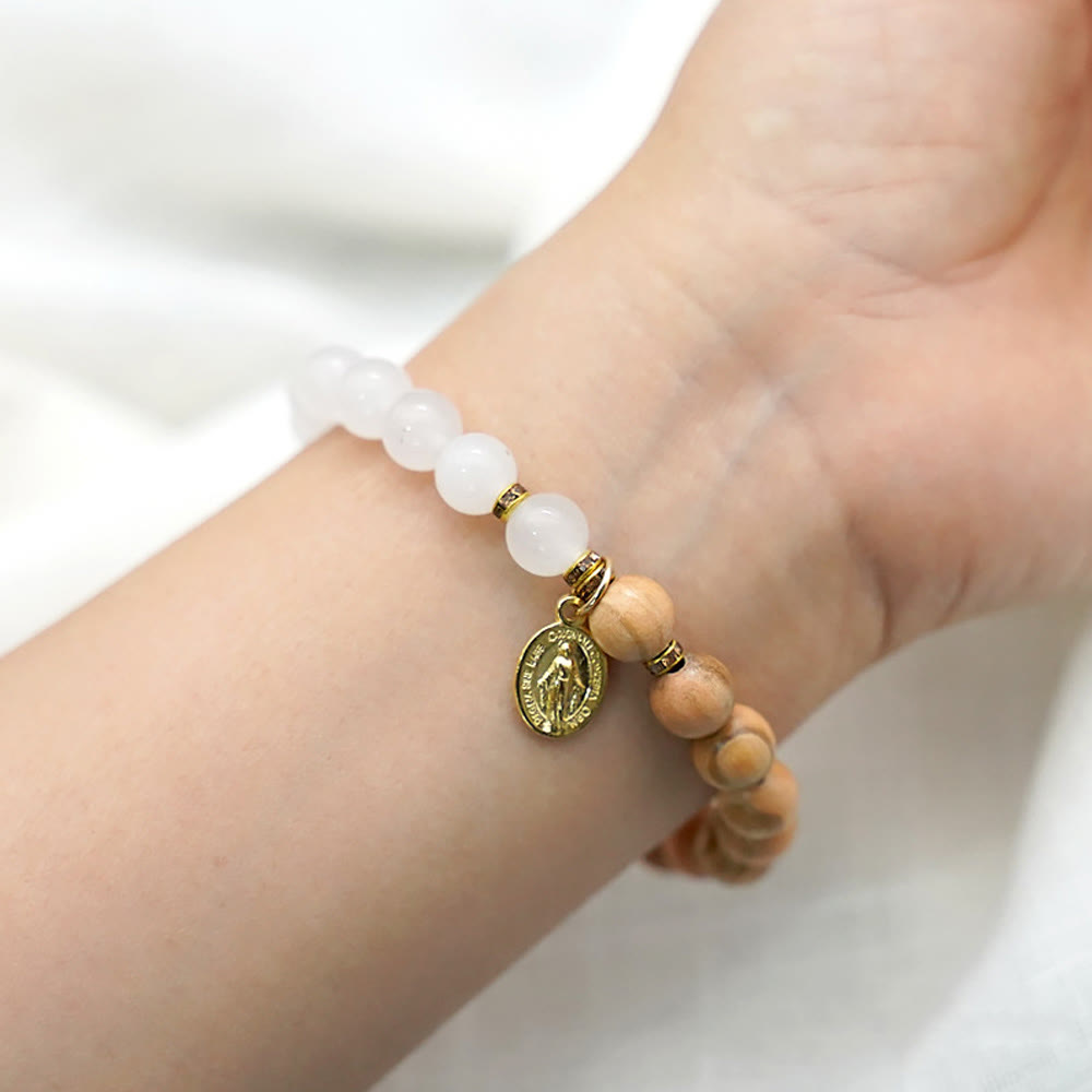 Christianartworkshop Red Agate & White Chalcedony Beads With Our Lady Pendant Bracelets: A Token of Devotion - image 9