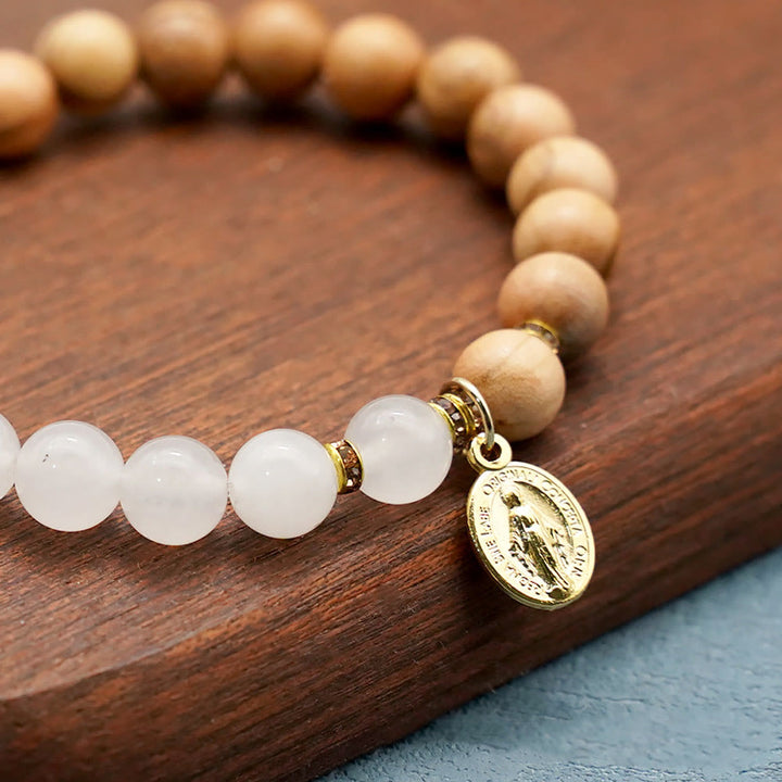 Christianartworkshop Red Agate & White Chalcedony Beads With Our Lady Pendant Bracelets: A Token of Devotion - image 6