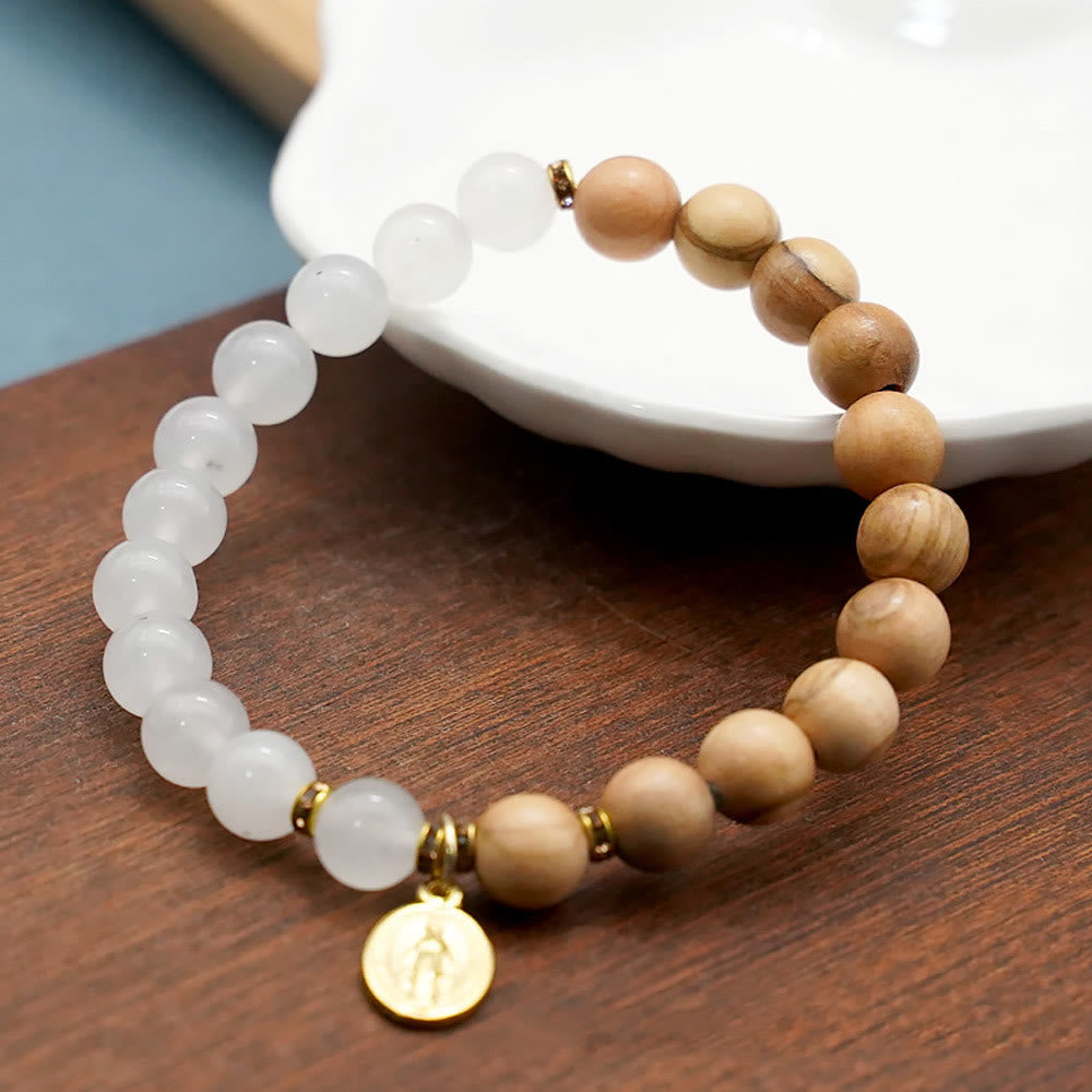Christianartworkshop Red Agate & White Chalcedony Beads With Our Lady Pendant Bracelets: A Token of Devotion - image 7