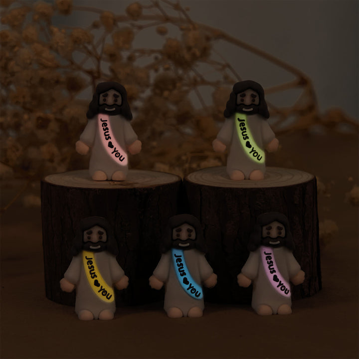 Christianartworkshop 5/10/20/30pcs Glow-in-the-dark Colorful Mini Jesus Figurine with Jesus Love you - image 2