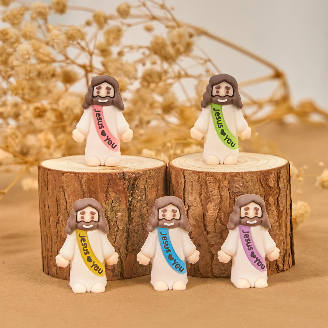 Christianartworkshop 5/10/20/30pcs Glow-in-the-dark Colorful Mini Jesus Figurine with Jesus Love you - image 3
