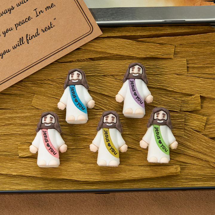 Christianartworkshop 5/10/20/30pcs Glow-in-the-dark Colorful Mini Jesus Figurine with Jesus Love you - image 4